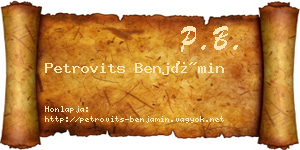 Petrovits Benjámin névjegykártya