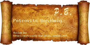 Petrovits Benjámin névjegykártya